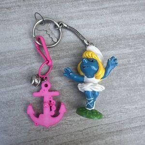 Smurf Keychain Ballerina Smurfette with Anchor & Key